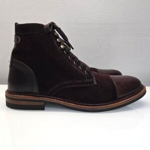 Allen Edmonds Landon Cap Toe Boots 8D Oxblood Brown Suede Leather Dress Heritage